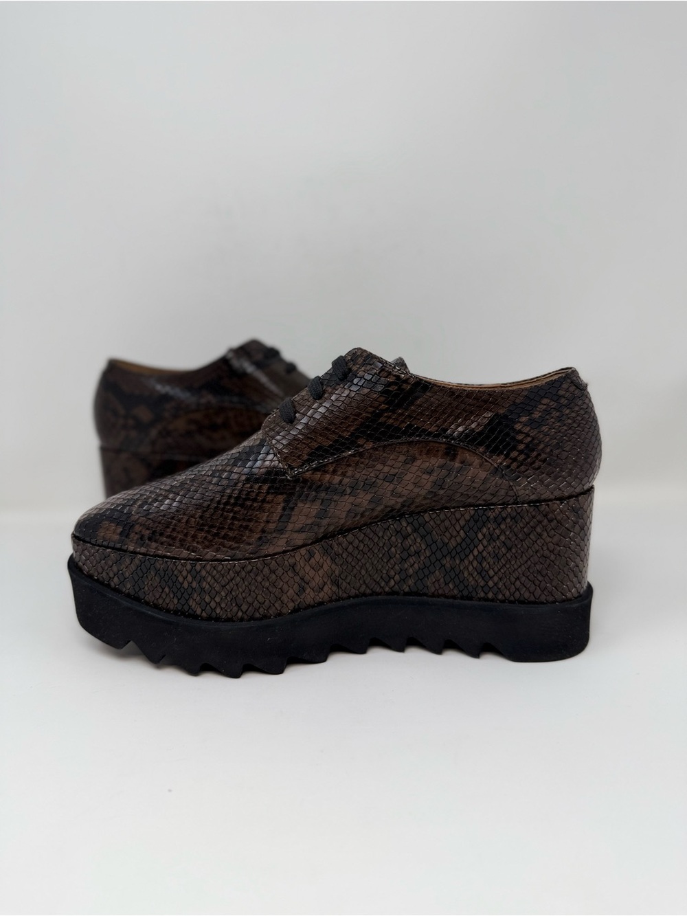Stella McCartney Elyse Snake Platform Loafers Coffee Sz 7 - Picture 11 of 15